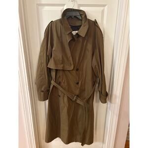 Vintage Henry Grethel Olive Green Trench Coat Size 46